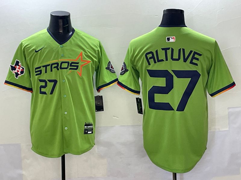 Men Houston Astros 27 Altuve Green three generations Joint Name 2025 Nike MLB Jersey style 8